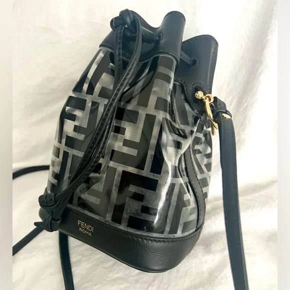 đź‘‘âś…PRICE FIRMâś…AUTHENTIC Fendi Black & Gold Mon Tresor Mini Bucket - Picture 3 of 16